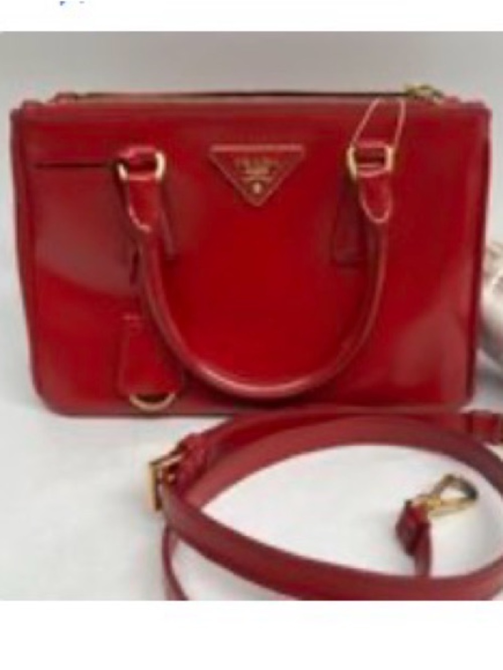 Prada Red Galleria Leather Satchel with Detachable Strap ❤️